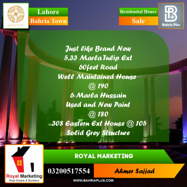 Residential House for Sale in Bahria Town, Lahore - (BP-263250)