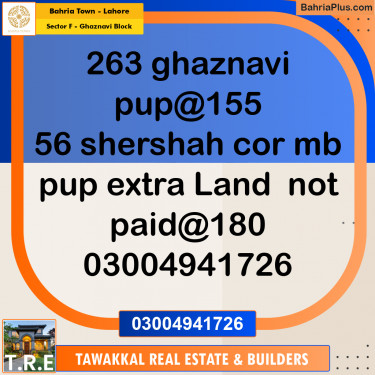 10 Marla Residential Plot for Sale in Sector F - Ghaznavi Block -  Bahria Town, Lahore - (BP-263251)