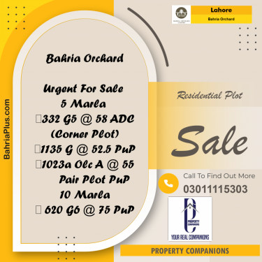 Residential Plot for Sale in Bahria Orchard, Lahore - (BP-263314)