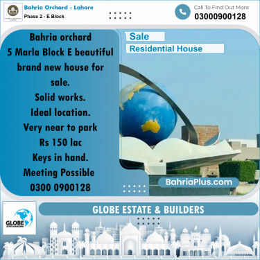 5 Marla Residential House for Sale in Phase 2 - E Block -  Bahria Orchard, Lahore - (BP-263349)