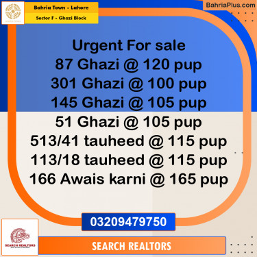 10 Marla Residential Plot for Sale in Sector F - Ghazi Block -  Bahria Town, Lahore - (BP-263353)