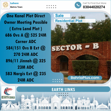 1 Kanal Residential Plot for Sale in Bahria Town, Lahore - (BP-263372)