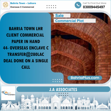 5 Marla Commercial Plot for Sale in Overseas C Commercial -  Bahria Town, Lahore - (BP-263375)
