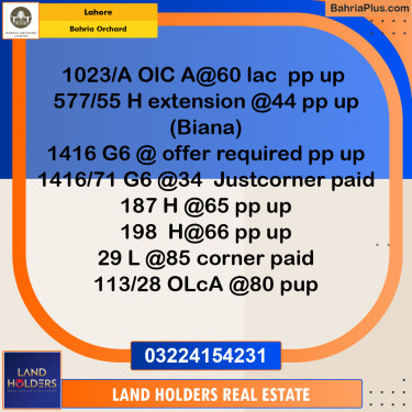 Residential Plot for Sale in Bahria Orchard, Lahore - (BP-263404)