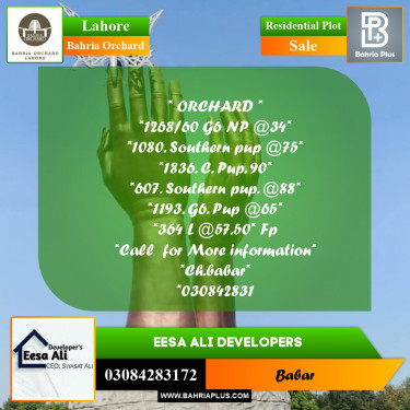 Residential Plot for Sale in Bahria Orchard, Lahore - (BP-263413)