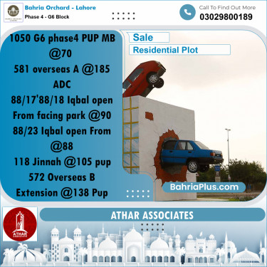10 Marla Residential Plot for Sale in Phase 4 - G6 Block -  Bahria Orchard, Lahore - (BP-263433)