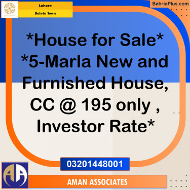5 Marla Residential House for Sale in Bahria Town, Lahore - (BP-263490)