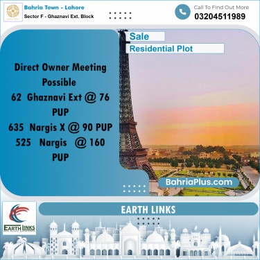 5 Marla Residential Plot for Sale in Sector F - Ghaznavi Ext. Block -  Bahria Town, Lahore - (BP-263514)