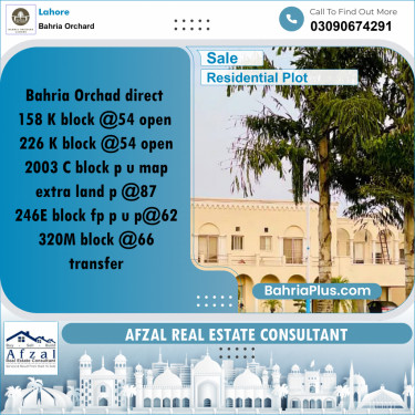 Residential Plot for Sale in Bahria Orchard, Lahore - (BP-263523)
