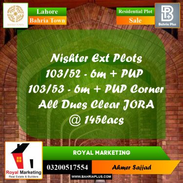 Residential Plot for Sale in Bahria Town, Lahore - (BP-263584)