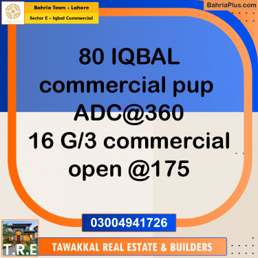 5 Marla Commercial Plot for Sale in Sector E - Iqbal Commercial -  Bahria Town, Lahore - (BP-263640)