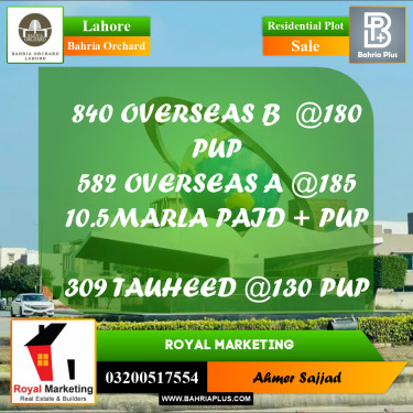 Residential Plot for Sale in Bahria Orchard, Lahore - (BP-263668)