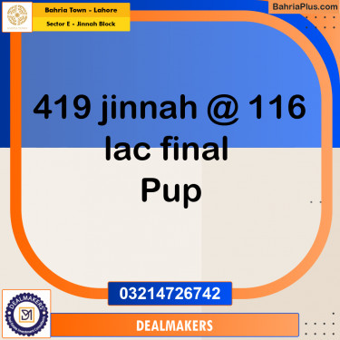 5 Marla Residential Plot for Sale in Sector E - Jinnah Block -  Bahria Town, Lahore - (BP-263733)