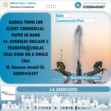 5 Marla Commercial Plot for Sale in Overseas C Commercial -  Bahria Town, Lahore - (BP-263826)