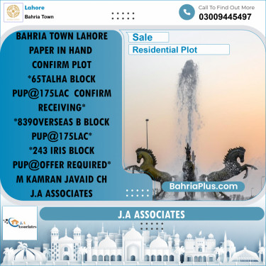 10 Marla Residential Plot for Sale in Bahria Town, Lahore - (BP-263829)