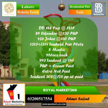 Residential Plot for Sale in Bahria Town, Lahore - (BP-263862)