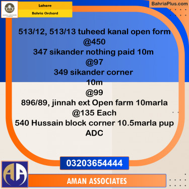 Residential Plot for Sale in Bahria Orchard, Lahore - (BP-263867)
