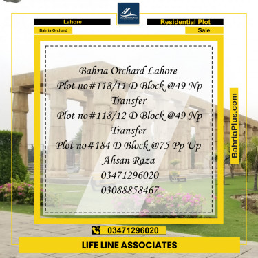 5 Marla Residential Plot for Sale in Bahria Orchard, Lahore - (BP-263889)