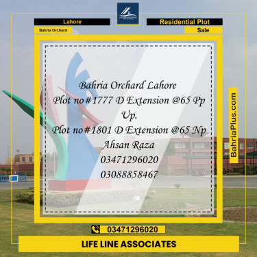 8 Marla Residential Plot for Sale in Bahria Orchard, Lahore - (BP-263893)