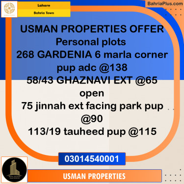 Residential Plot for Sale in Bahria Town, Lahore - (BP-263936)