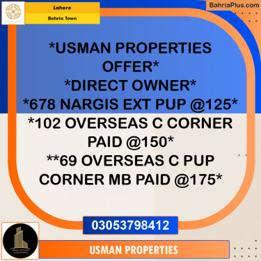 Residential Plot for Sale in Bahria Town, Lahore - (BP-263950)