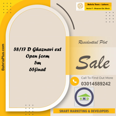 5 Marla Residential Plot for Sale in Sector F - Ghaznavi Ext. Block -  Bahria Town, Lahore - (BP-264075)