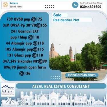 Residential Plot for Sale in Bahria Town, Lahore - (BP-264128)