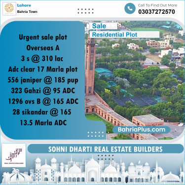 Residential Plot for Sale in Bahria Town, Lahore - (BP-264148)