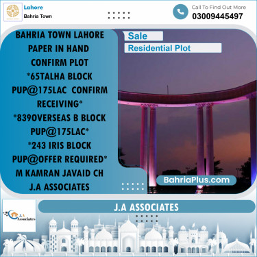Residential Plot for Sale in Bahria Town, Lahore - (BP-264174)