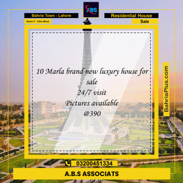 10 Marla Residential House for Sale in Sector F - Talha Block -  Bahria Town, Lahore - (BP-264180)