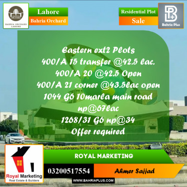 Residential Plot for Sale in Bahria Orchard, Lahore - (BP-264186)