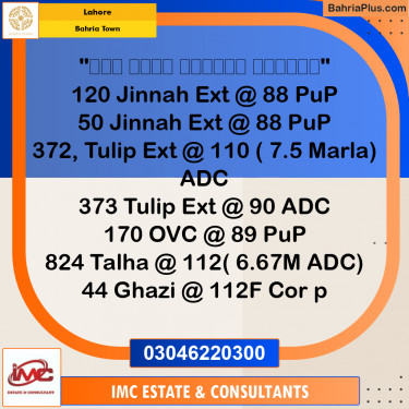 Residential Plot for Sale in Bahria Town, Lahore - (BP-264190)