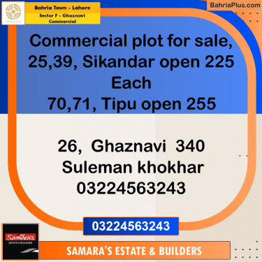 5 Marla Commercial Plot for Sale in Sector F - Ghaznavi Commercial -  Bahria Town, Lahore - (BP-264314)
