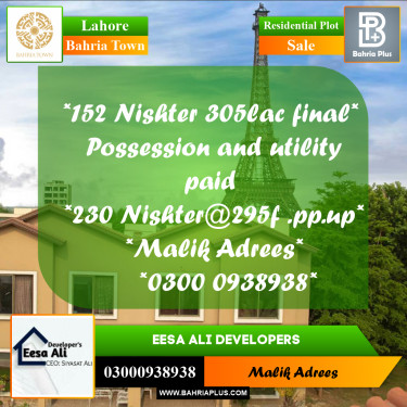 Residential Plot for Sale in Bahria Town, Lahore - (BP-264331)