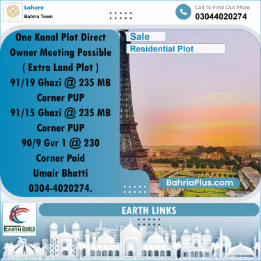 1 Kanal Residential Plot for Sale in Bahria Town, Lahore - (BP-264463)