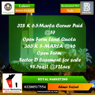 Residential Plot for Sale in Bahria Orchard, Lahore - (BP-264465)