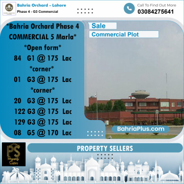 5 Marla Commercial Plot for Sale in Phase 4 - G3 Commercial -  Bahria Orchard, Lahore - (BP-264469)
