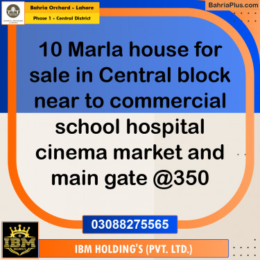 10 Marla Residential House for Sale in Phase 1 - Central District -  Bahria Orchard, Lahore - (BP-264500)