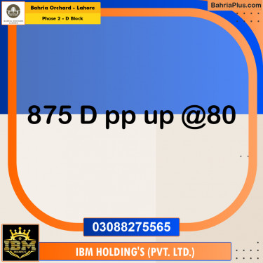 8 Marla Residential Plot for Sale in Phase 2 - D Block -  Bahria Orchard, Lahore - (BP-264504)