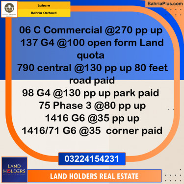 Residential Plot for Sale in Bahria Orchard, Lahore - (BP-264538)