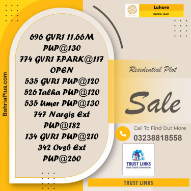 Residential Plot for Sale in Bahria Town, Lahore - (BP-264597)