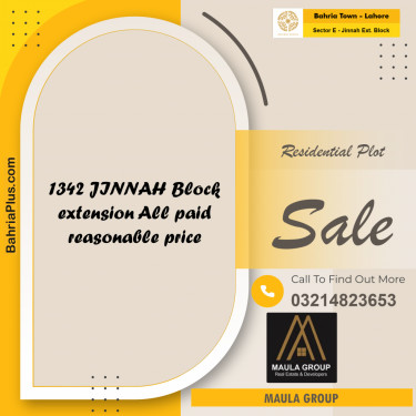 5 Marla Residential Plot for Sale in Sector E - Jinnah Ext. Block -  Bahria Town, Lahore - (BP-264598)