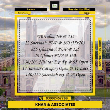 Residential Plot for Sale in Bahria Town, Lahore - (BP-264688)