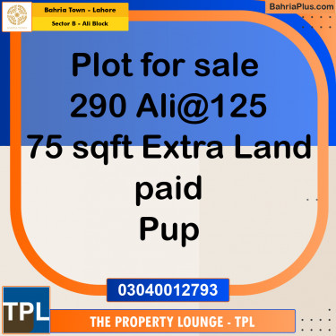 5 Marla Residential Plot for Sale in Sector B - Ali Block -  Bahria Town, Lahore - (BP-264705)