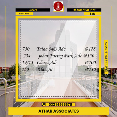 10 Marla Residential Plot for Sale in Bahria Town, Lahore - (BP-264707)