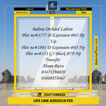 8 Marla Residential Plot for Sale in Bahria Orchard, Lahore - (BP-264716)