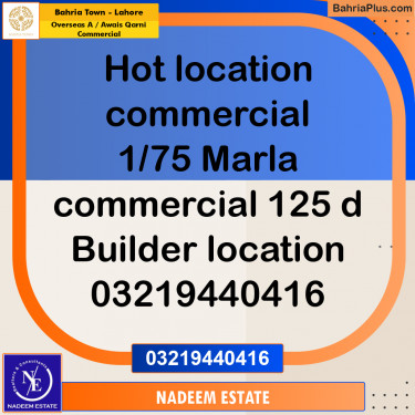 Commercial Plot for Sale in Overseas A / Awais Qarni Commercial -  Bahria Town, Lahore - (BP-264717)