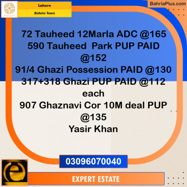 12 Marla Residential Plot for Sale in Bahria Town, Lahore - (BP-264723)