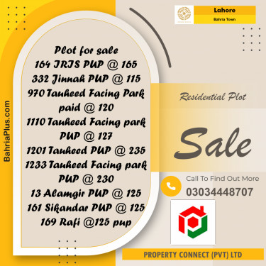 Residential Plot for Sale in Bahria Town, Lahore - (BP-264726)