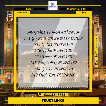 Residential Plot for Sale in Bahria Town, Lahore - (BP-264735)